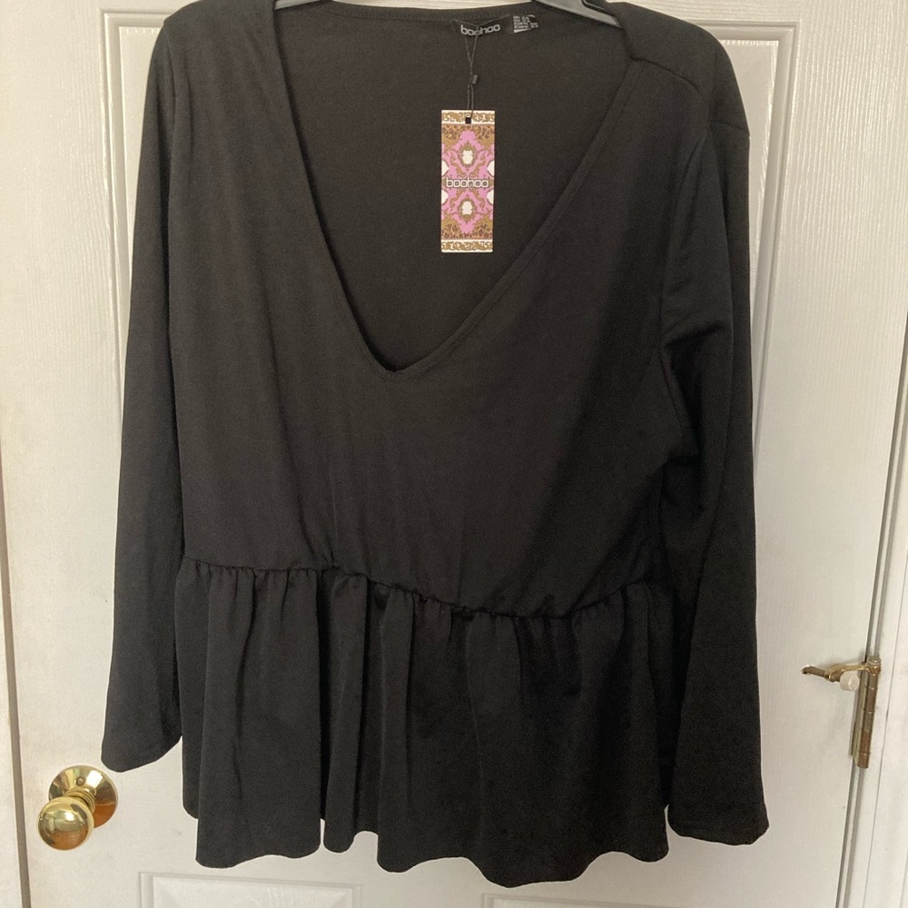 Boohoo Black peplum shirt